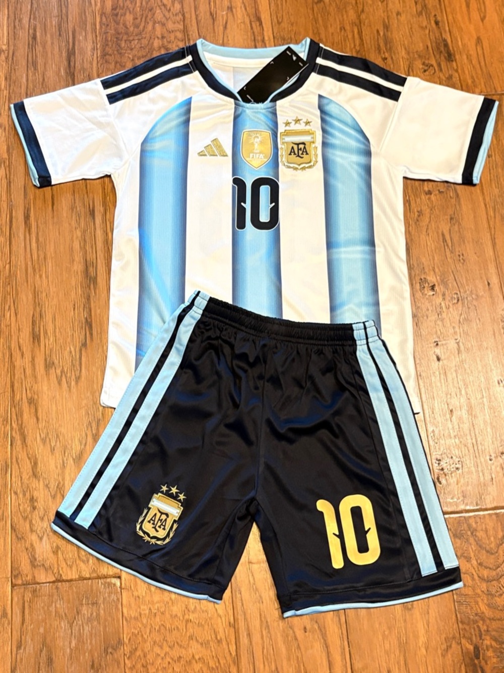Messi Argentina Adidas Youth Soccer Jersey Kit - 2 Piece Set NWT